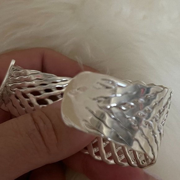 Silver Tapered Cuff Bracelet | 1.5" Wide | NWT - Picture 3 of 4